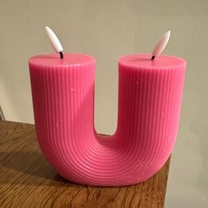 Pink U-Shaped Candle